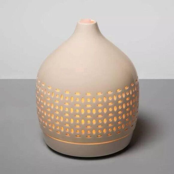 300ml Cutout Ceramic Color-Changing‎ Oil Diffuser White Internal Light - Picture 4 of 5